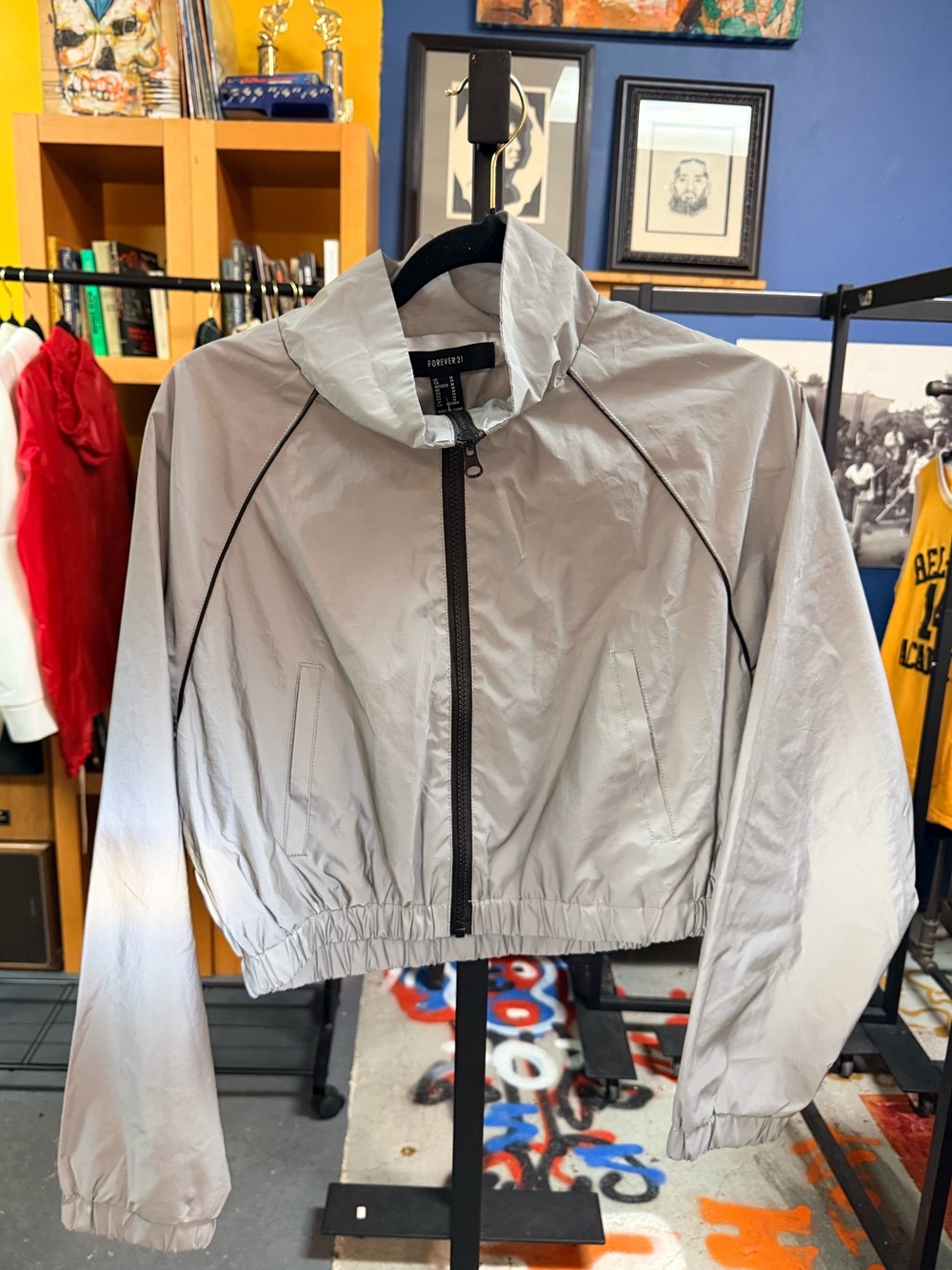 Light Gray Reflective Windbreaker Jacket